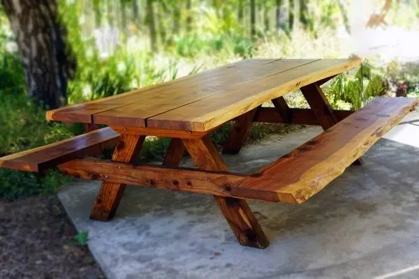 Redwood Live Edge Outdoor Picnic Style Tables