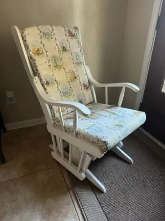 Dutailier White Wood Glider Rocking Chair