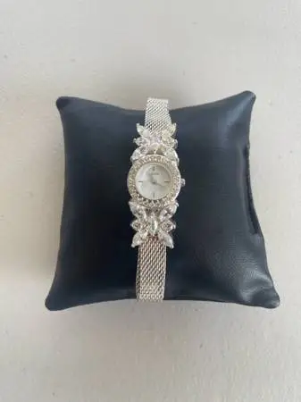 LENOX LADIES VINTAGE STERLING SILVER CRYSTAL BUTTERFLY WATCH