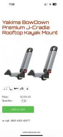 Yakima BowDown Premium J-Cradle Rooftop Kayak Mount