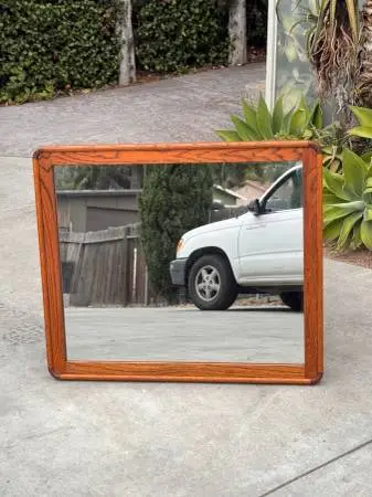 Postmodern Danish Modern Vintage Vanity Rounded Waterfall Mirror
