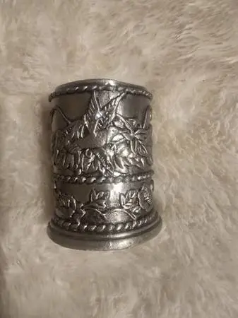 Vintage pewter stamp holder dispenser