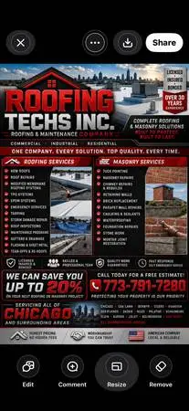 STORM DAMAGE? ROOF REPAIRS • CHIMNEY • TUCKPOINTING • BRICK REPAIRS –