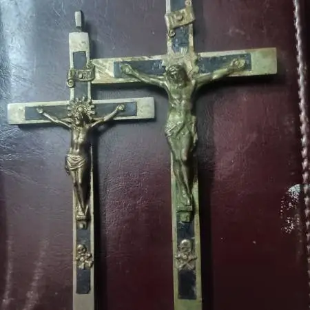 Antique Early 1900s Germany Hand Made Silver& Ebony Crosses