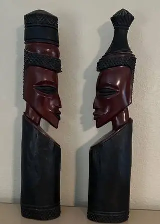 Pair of Ghana, African Mahogany Male / Female Tribal Fertility Statues