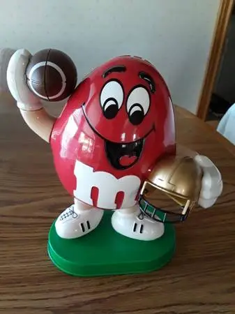 1995 M&Ms 10# RED PEANUT FOOTBALL CANDY DISPENSER