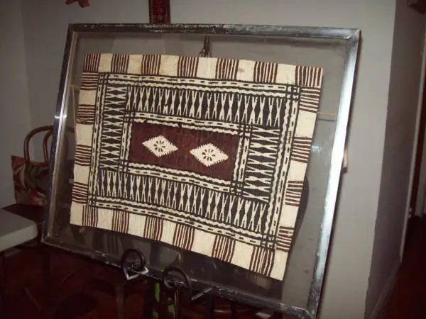 Museum Quality Framed Tapa Cloth-Cloth Is Made From Tree Bark
