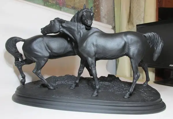 “L’Accolade”  horse sculpture cast iron
