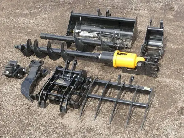 New8-Piece Attachment Set to Fit Mini Excavator,1Ton Auger Bucket-4475