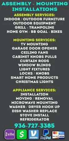 TV Mounting - High Ceiling Fan Light - Appliance - Furniture Assembly