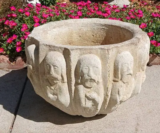 RELEGIOUS THEMED POT,PLANTER. 12 APOSTLES. CAST STONE