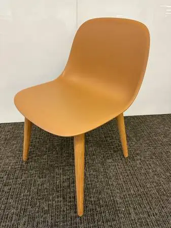 NEW MUUTO FIBER SIDE CHAIR WOOD BASE COGNAC BROWN(40 TOTAL AVAILABLE)