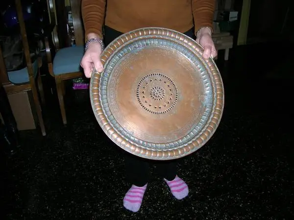 Antique Large Engraved  Copper  Surface Tray