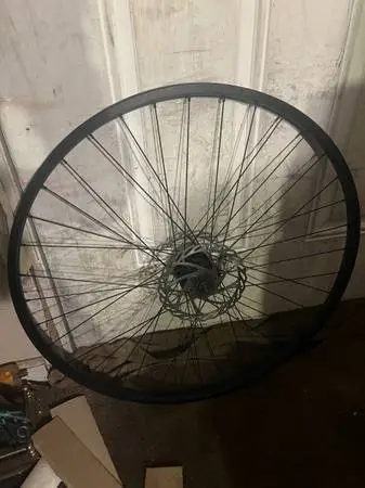 All Black 29” bolt on generic front disc wheel with disco rotor