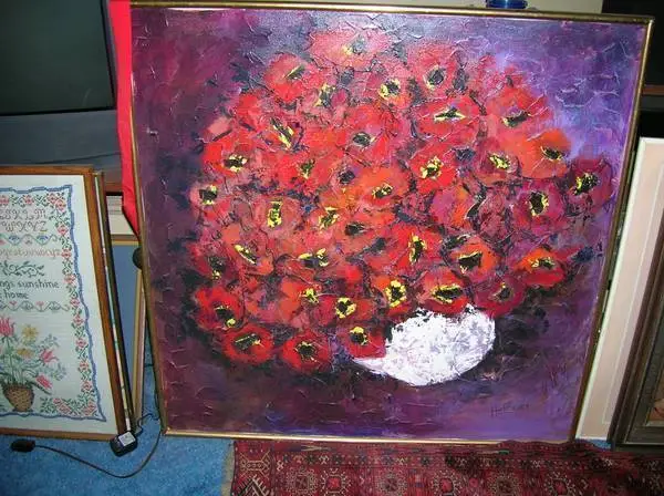 LARGE  DECORATIVE  ORIGINAL OIL PAINTING IN GILT FRAME  BY HEFFNER