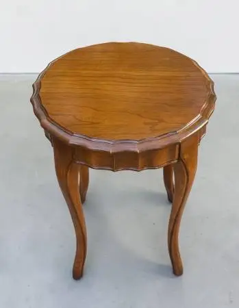 Vintage Round Wooden Accent Table - 15 ½x19