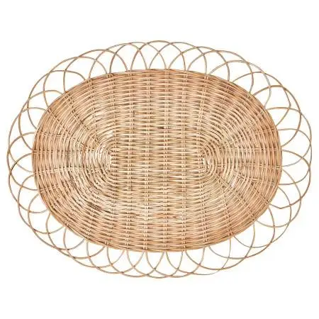 Place mat Tablemat  natural rattan wicker Bamboo Oval Scallop handmade