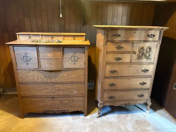 2 Antique Oak Bonnet Chests