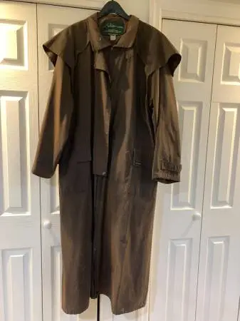 Authentic Australian Oil Skin Duster Drover Coat, Size XL