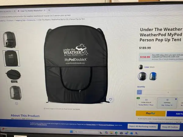 Under the Weather 2 person pop up Tent