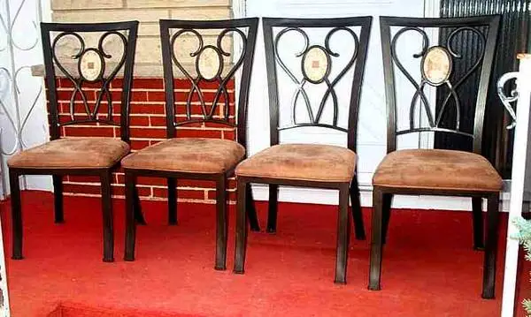 CHAIR SET 4 Kitchen Dining Room Chairs Wrought Iron Cushioned Mosaic