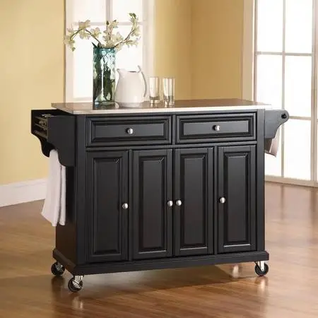 Like New Kitchen Island Cart Rolling Trolley Stainless Steel Top