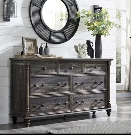 Dark Rustic Oak 7-Drawer Dresser - Delivery Available