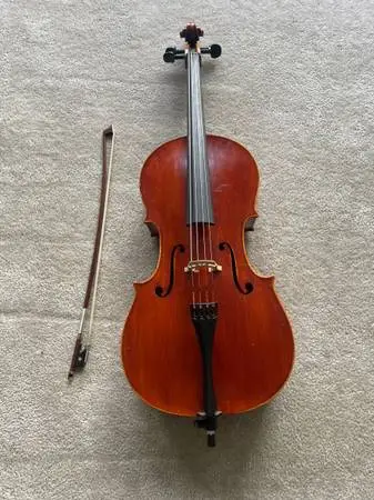 Quality 1/4 Size Cello – Solid Spruce & Maple – Ebony – Bow & Case