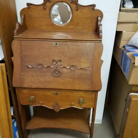 ANTIQUE OAK LARKIN DROP FRONT SECRETARY DESK