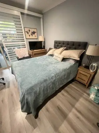 Queen size duvan bed with storage, mattress and headboard