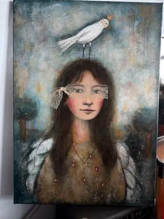 Isabelle Milloz - Les Ames Caches Painting $1,200 retail 50x70cm