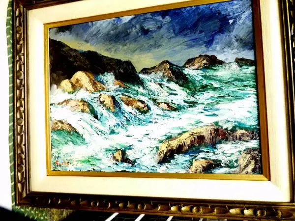 Dark Stormy Seas Oil Painting, Signed