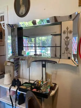 Venetian style mirror shelf