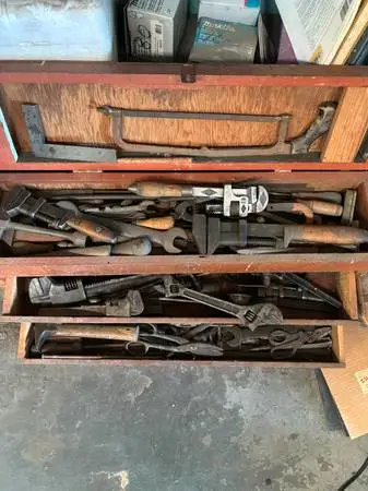 Box of antigue tools