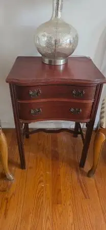 Adorable Antique Mahogony Entry Or Night Stand-Curve Front-2 Drawers