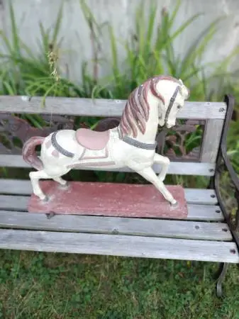 Vintage cement carousel horse