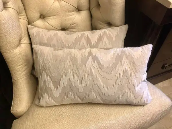 Designer Callisto Home High End Pair Light Gray Lumbar Throw Pillows