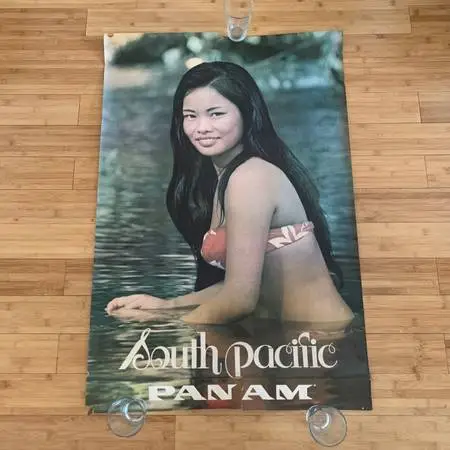 Original 1969 PAN AM AIRWAYS AIRLINES South Pacific Travel poster