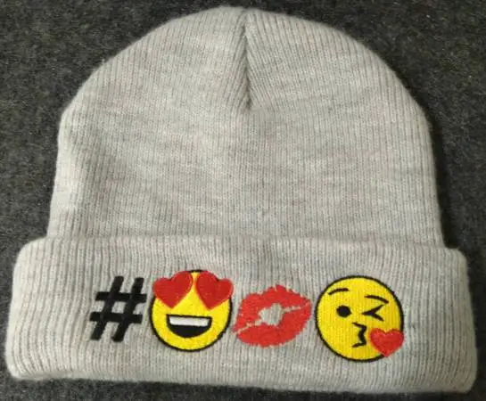 Gray Emoji Winter Hat - New