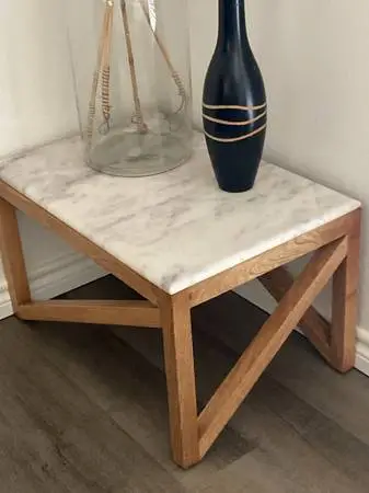 Small Wood Coffee Table with Cultured Marble Top.  Contemporary.