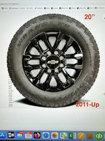 (4) 8 Lug OEM Chevrolet Black Wheels and Tires