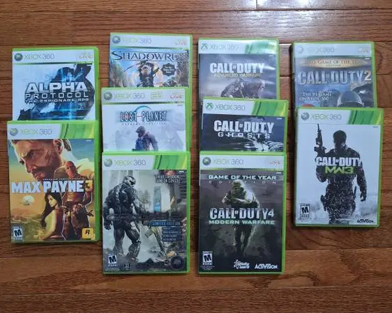 10 XBox 360 games Max Payne, Alpha Protocol, Lost Planet Call of Duty Shadowrun