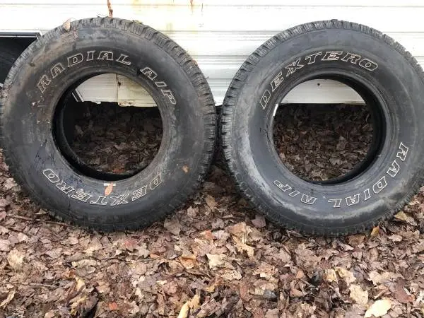 (2) truck tires size 265/75/16 with good tread $50 for both