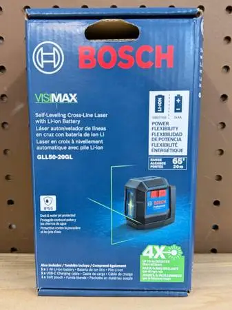 NEW! Bosch GLL50-20GL 65-ft. Green-Beam Self-Leveling Cross-Line Laser