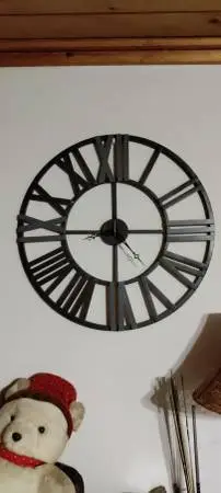 24-in metal and wood round clock