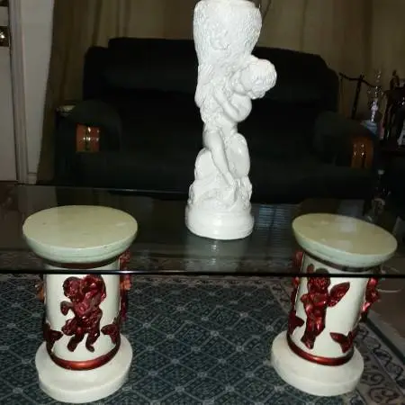 Cherub Columns Glass-Top Coffee Table/Considered Rare