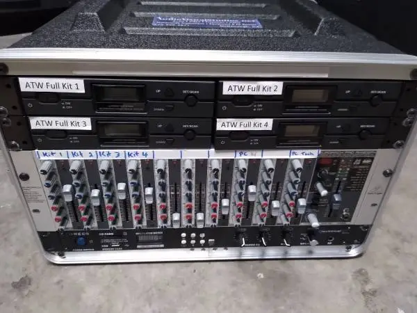 Audio Rack w 4 ATW Wireless Kits, 12 Chan Mixer & USB SD Rec