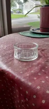 Set of five clear glass French ramekin custard