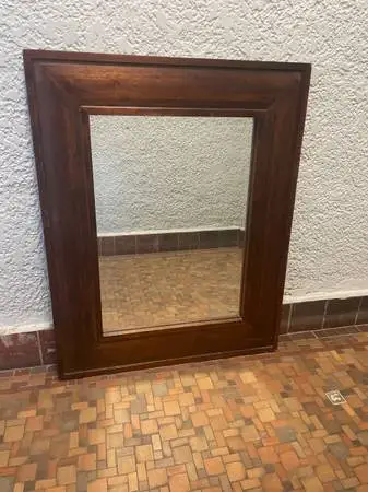 2 Antique Vintage Old Style Wall Mirror Solid Wood Heavy Wooden Frame