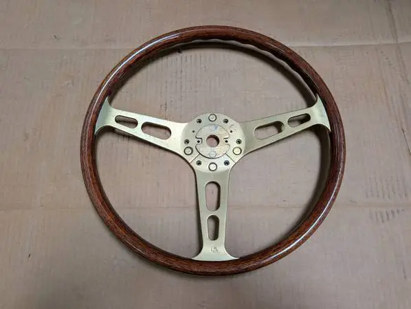 Les Leston vintage wood steering wheel, double slot Grand Prix model